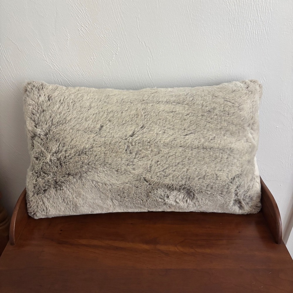 Handmade Heifer Lumbar Pillow in Alloy Dream Fur Gray Throw Pillow